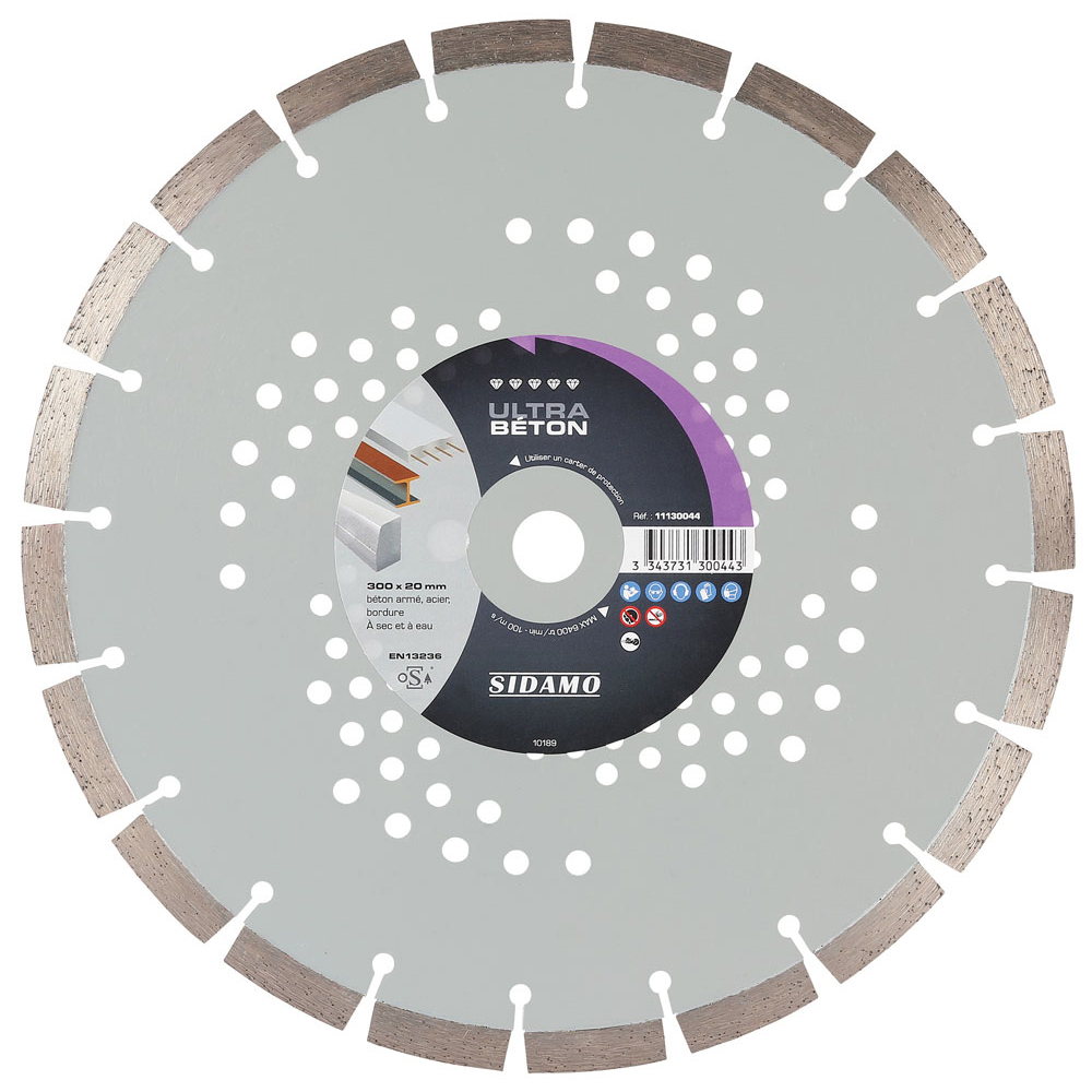 Disque diamant Ultra Béton pour tronçonnage à sec et à eau de béton armé et acier SIDAMO - 11130044