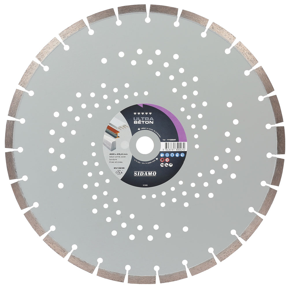 Disque diamant Ultra Béton pour tronçonnage à sec et à eau de béton armé et acier SIDAMO - 11130047