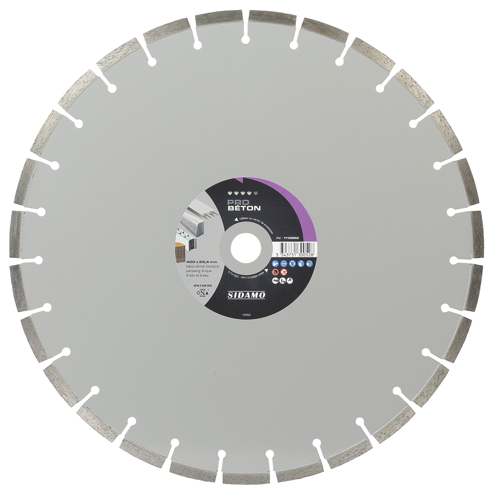Disque diamant PRO BÉTON tronçonnage béton armé, bordure, parpaing, brique à sec et à eau SIDAMO - 11130052