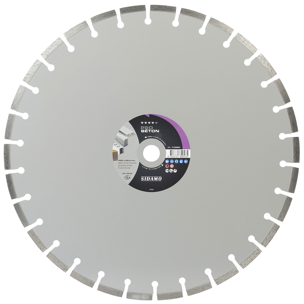 Disque diamant PRO BÉTON pour tronçonnage à sec et à eau de béton armé, bordure, parpaing, brique SIDAMO - 11130053