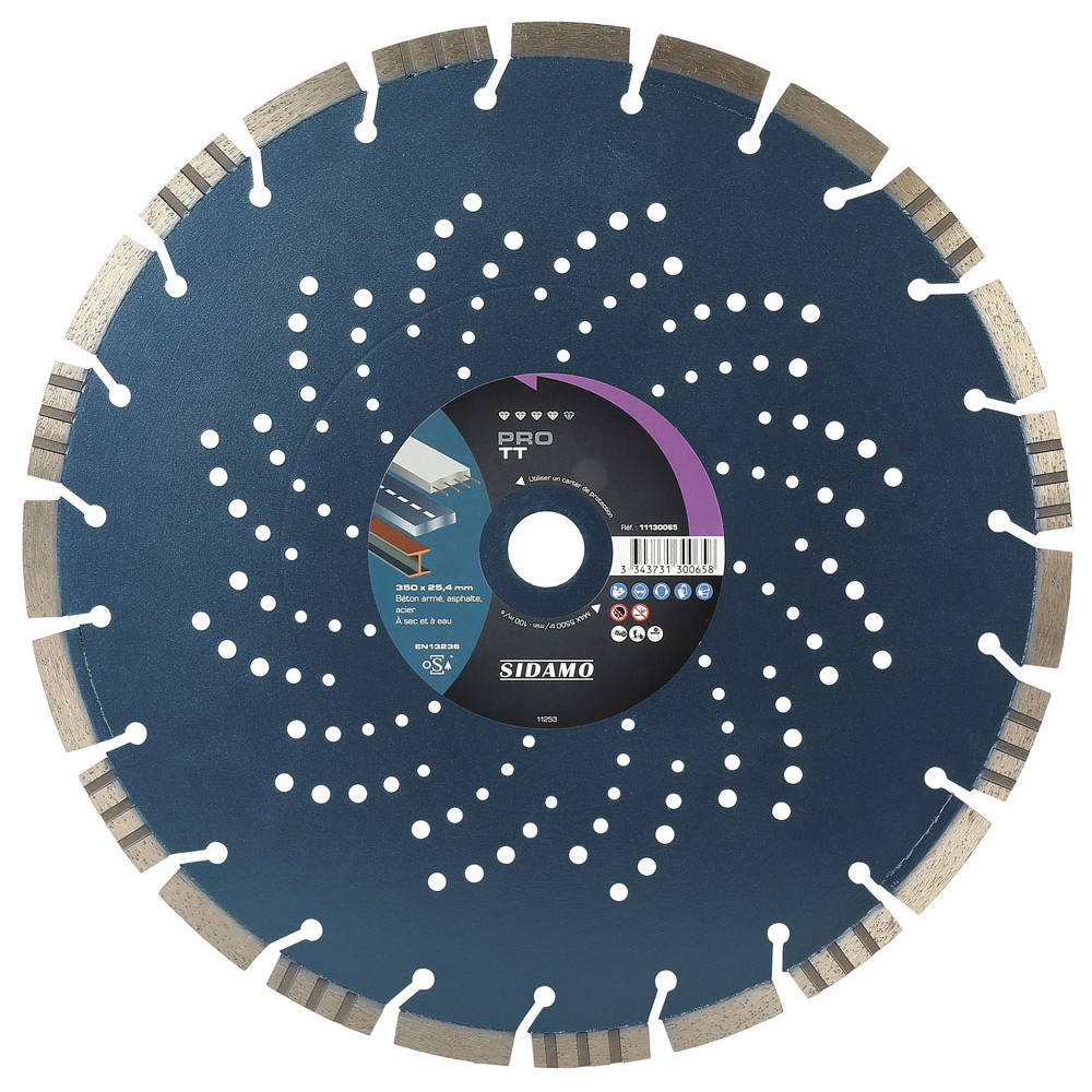 Disque diamant PRO TT pour tronçonnage béton, asphalte et acier à sec ou à eau SIDAMO - 11130065