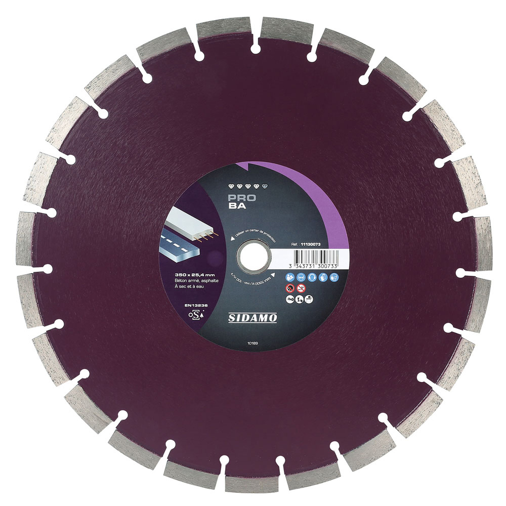 Disque diamant PRO BA pour tronçonnage à sec et à eau de béton armé et asphalte SIDAMO - 11130073