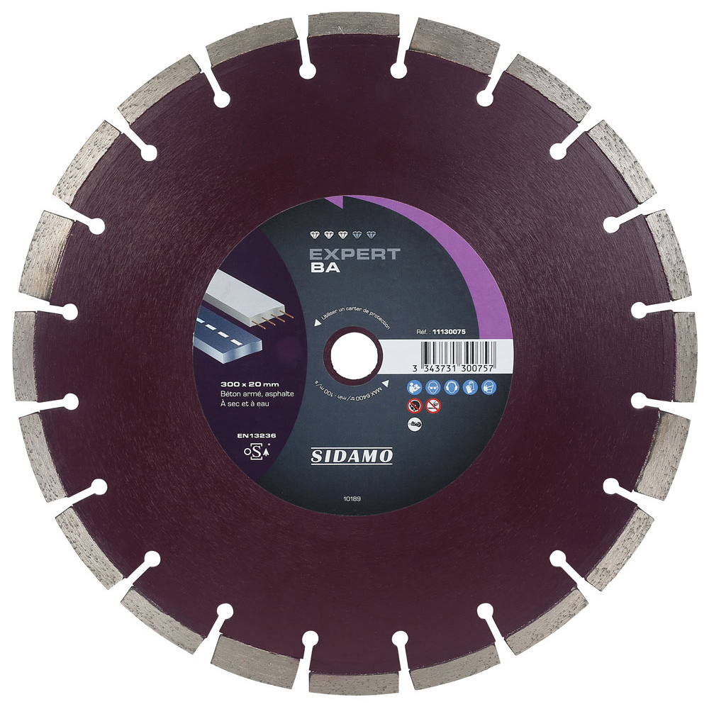 Disque diamant Expert BA pour tronçonnage béton armé et asphalte à sec ou à eau SIDAMO - 11130075