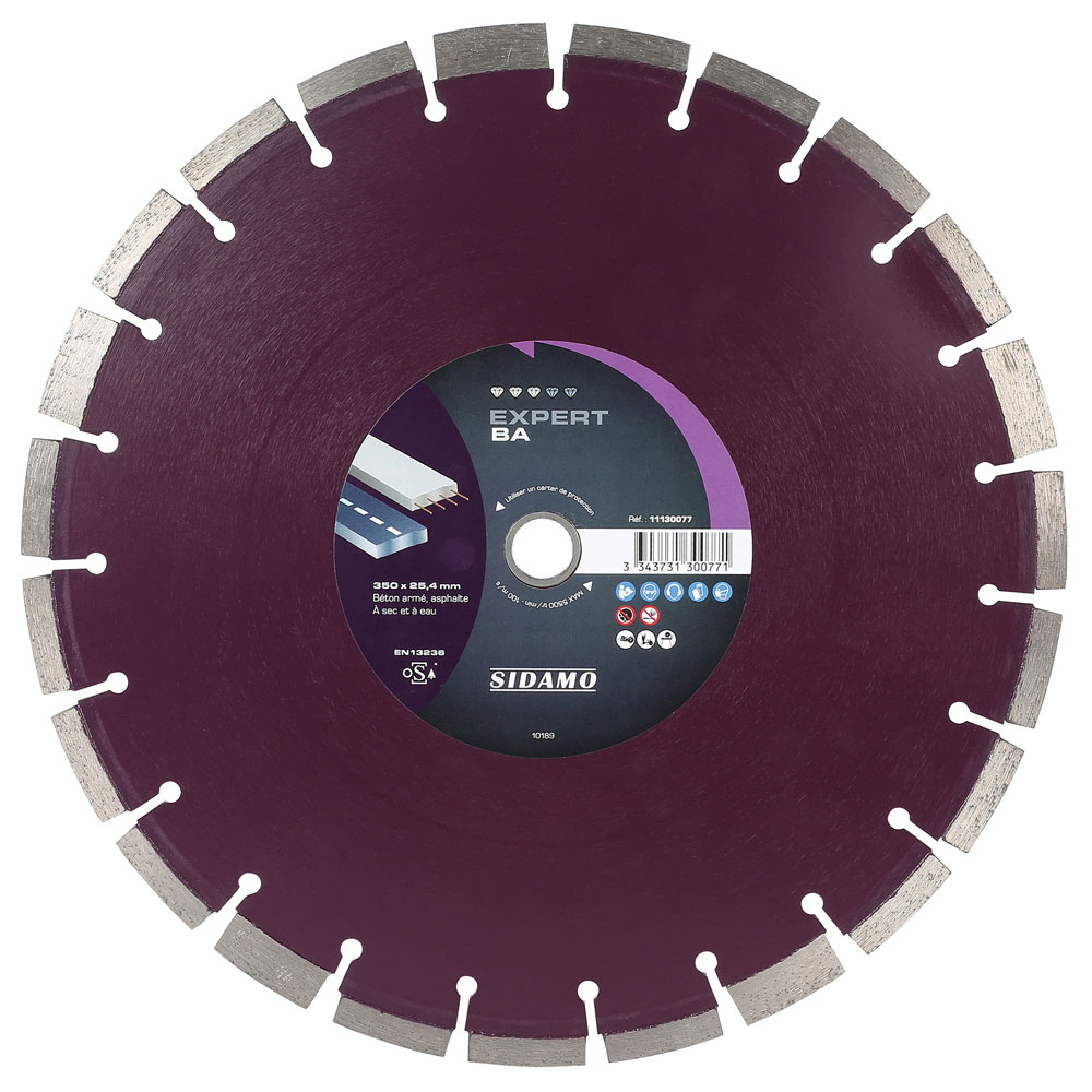 Disque diamant EXPERT BA pour tronçonnage à sec et à eau de béton armé et asphalte SIDAMO - 11130077