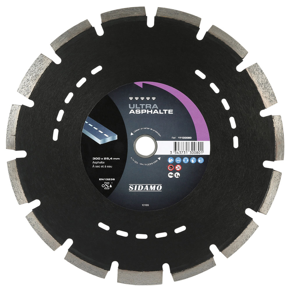 DISQUE DIAMANT ULTRA ASPHALTE D. 300 x 25,4 x h 10 SIDAMO - 11130080