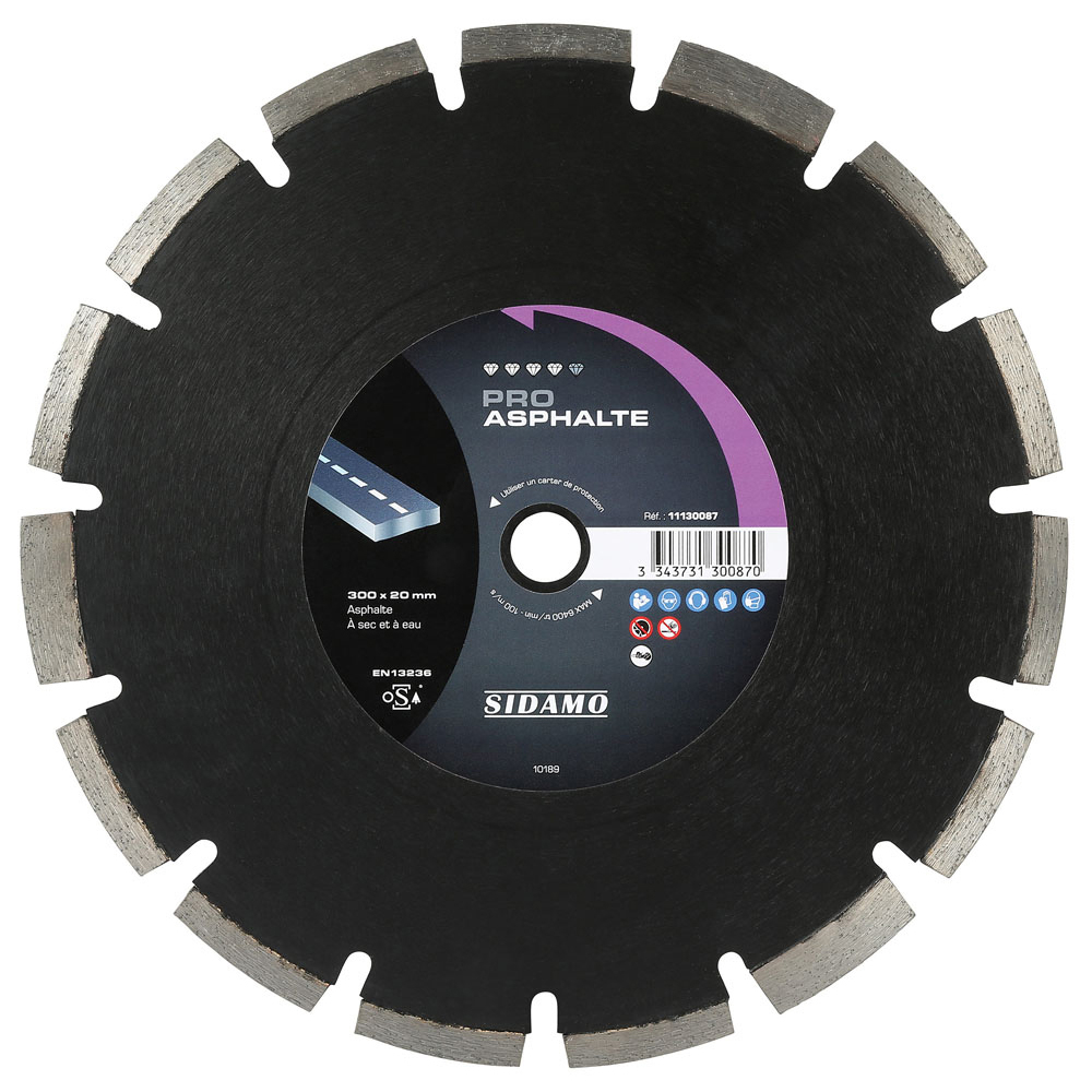 Disque diamant PRO ASPHALTE pour tronçonnage à sec et à eau d'asphalte SIDAMO - 11130087