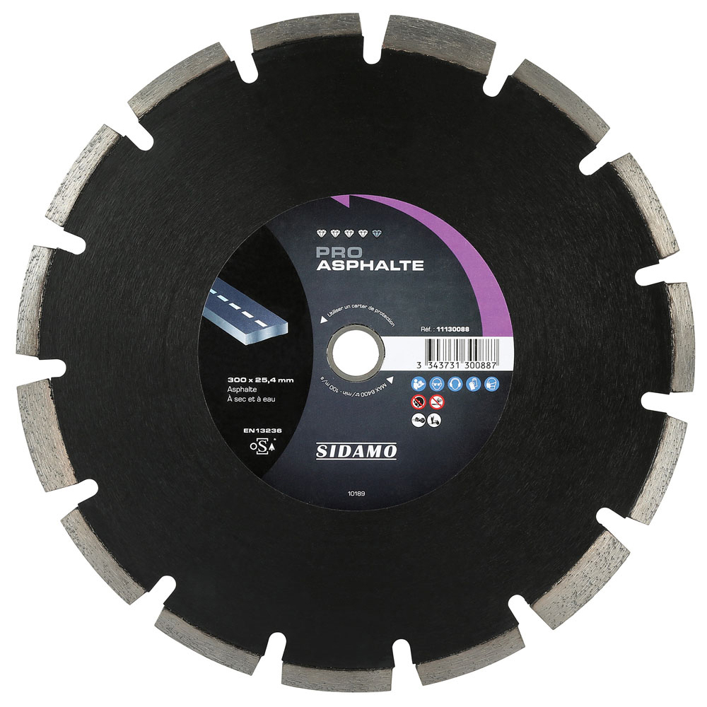 DISQUE DIAMANT PRO ASPHALTE D. 300 x 25,4 x h 10 SIDAMO - 11130088