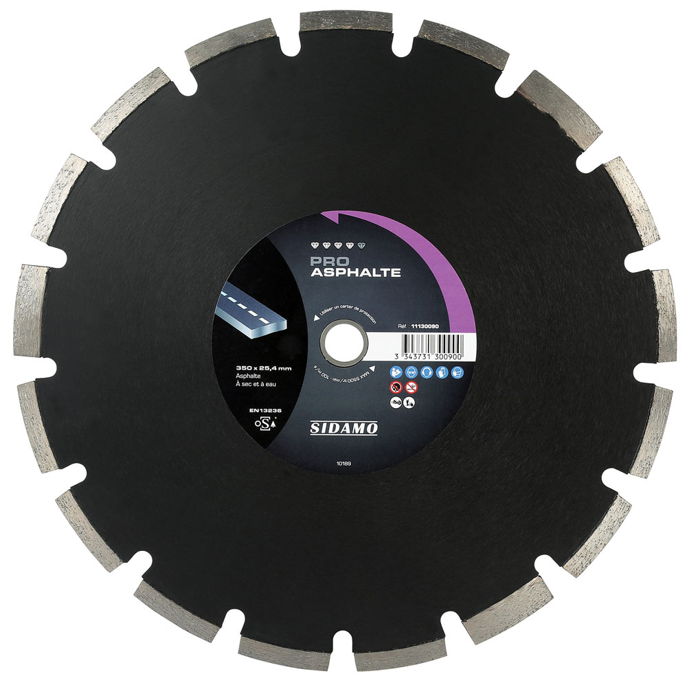 DISQUE DIAMANT PRO ASPHALTE D. 350 x 25,4 x h 10 SIDAMO - 11130090