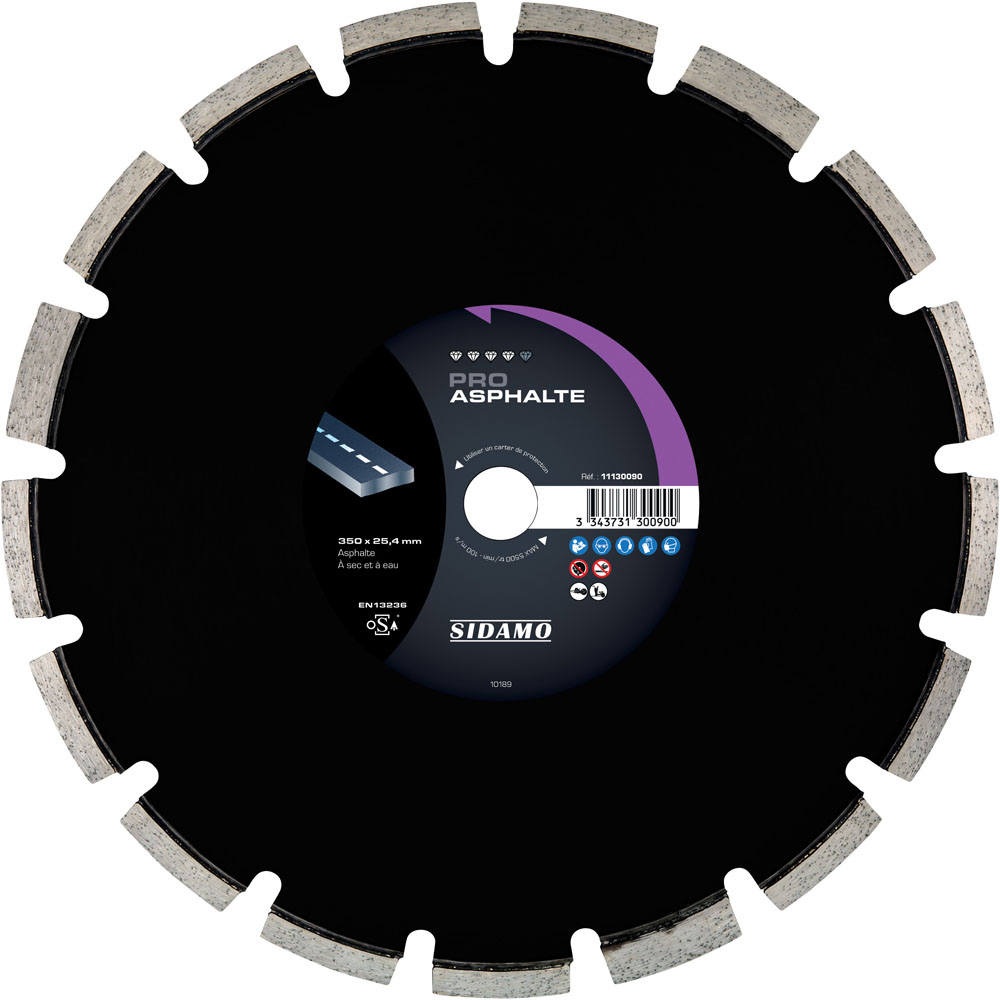 Disque diamant PRO pour tronçonnage à sec et à eau d'asphalte SIDAMO - 11130094
