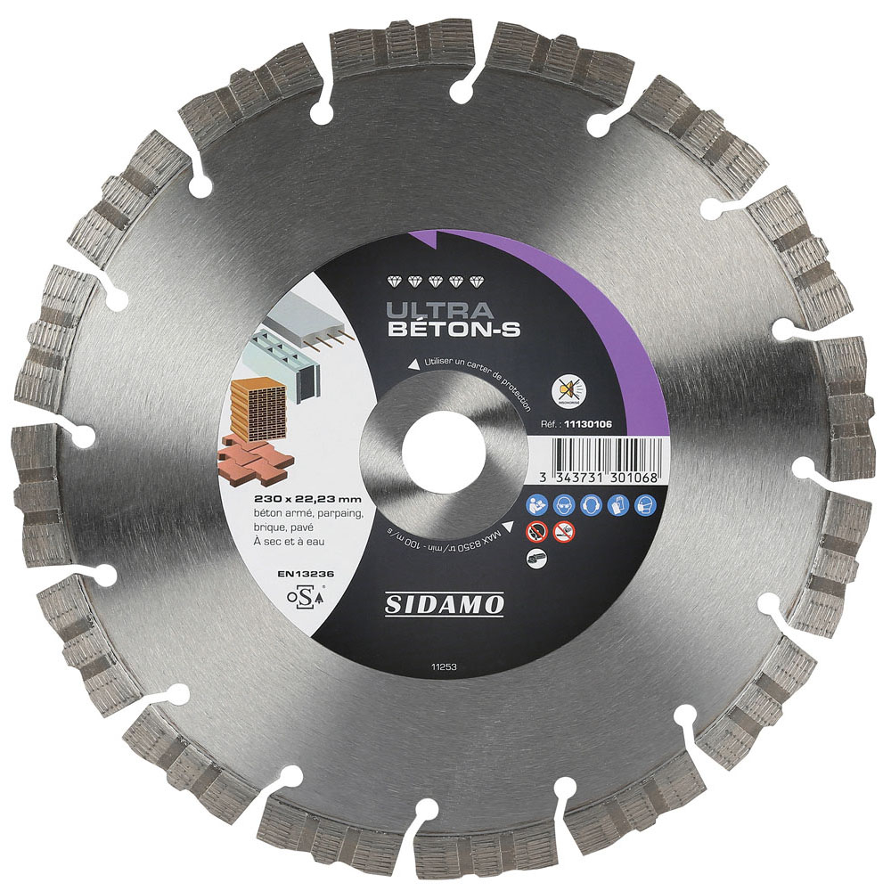 DISQUE DIAMANT ULTRA BETON-S D. 230 x 22,23 x h 12 SIDAMO - 11130106