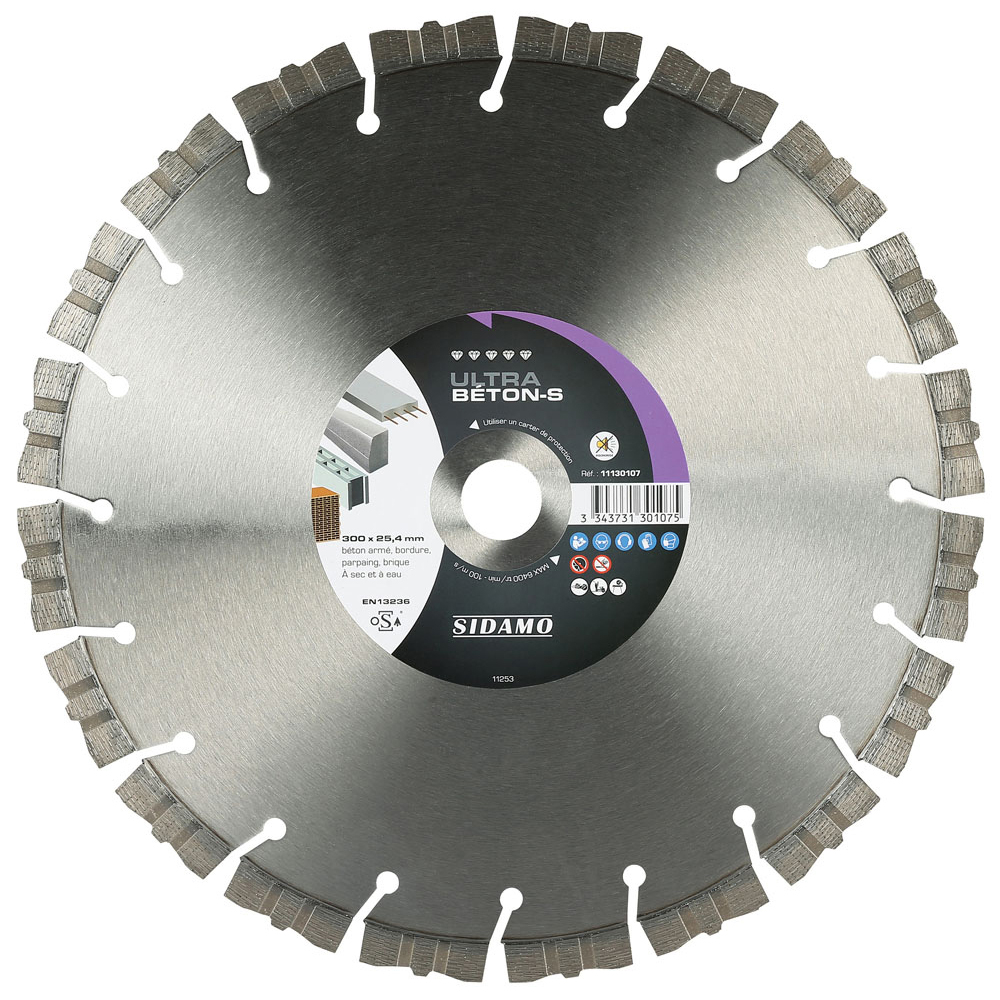DISQUE DIAMANT ULTRA BETON-S D. 300 x 25,4 x h 12 SIDAMO - 11130107