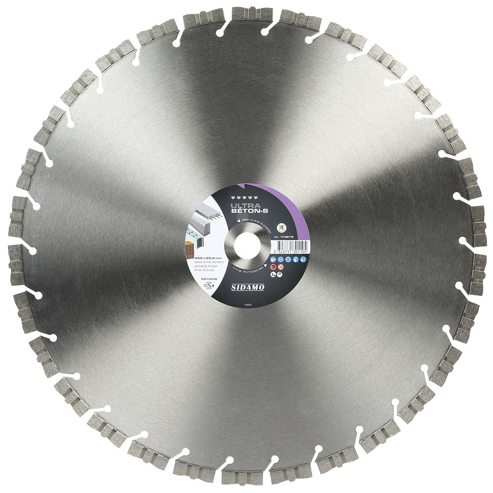 DISQUE DIAMANT ULTRA BETON-S D. 450 x 25,4 x h 12 SIDAMO - 11130110