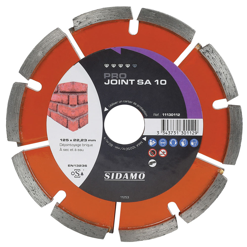 DISQUE DIAMANT PRO JOINT SA10 D. 125 x 10 x 22,23 x h 7 SIDAMO - 11130112