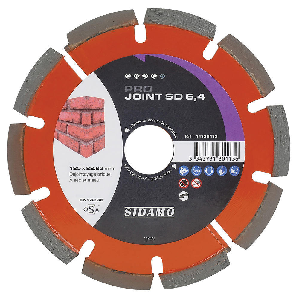 Disque diamant PRO Joint SD pour déjointoyage sec et à eau de briques SIDAMO - 11130113
