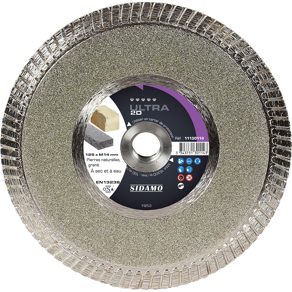 Disque diamant ULTRA 2D pour tronçonnage à sec et à eau de pierres naturelles et granit SIDAMO - 11130114