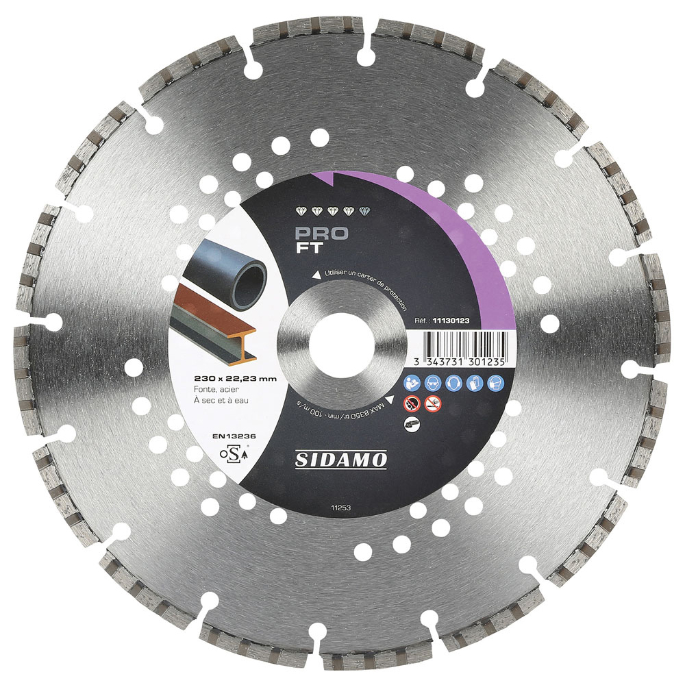 Disque diamant PRO FT pour tronçonnage à sec et à eau de fonte, acier SIDAMO - 11130123
