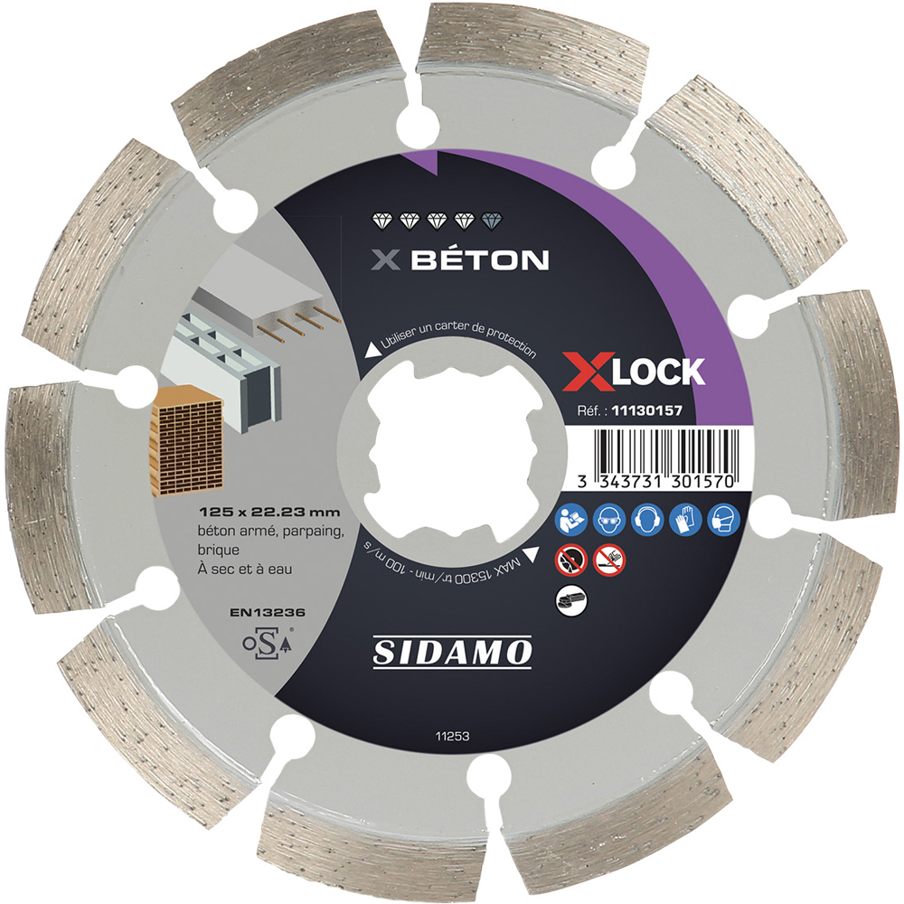DISQUE DIAMANT X BETON D. 125 x 22,23 x h10 X-LOCK SIDAMO - 11130157