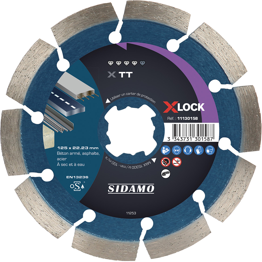 Disque diamant X TT pour tronçonnage à sec et à eau de béton armé, asphalte, acier SIDAMO - 11130158