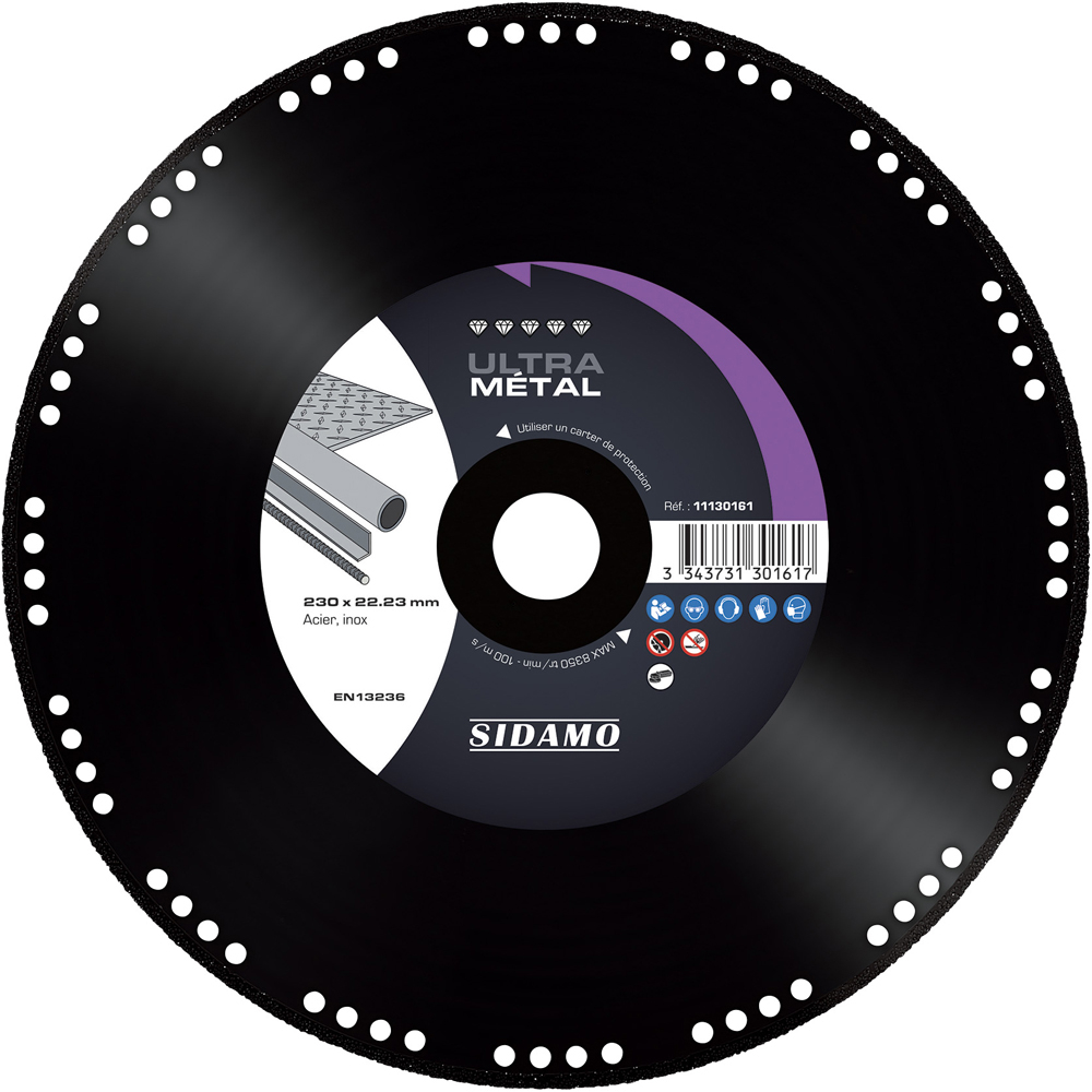 Disque diamant ULTRA METAL pour tronçonnage à sec d'acier et inox SIDAMO - 11130161
