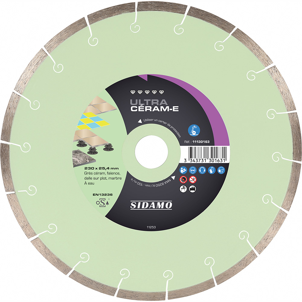 DISQUE DIAMANT ULTRA CERAM-E D. 230 x 25,4 x h 8.5 SIDAMO - 11130163