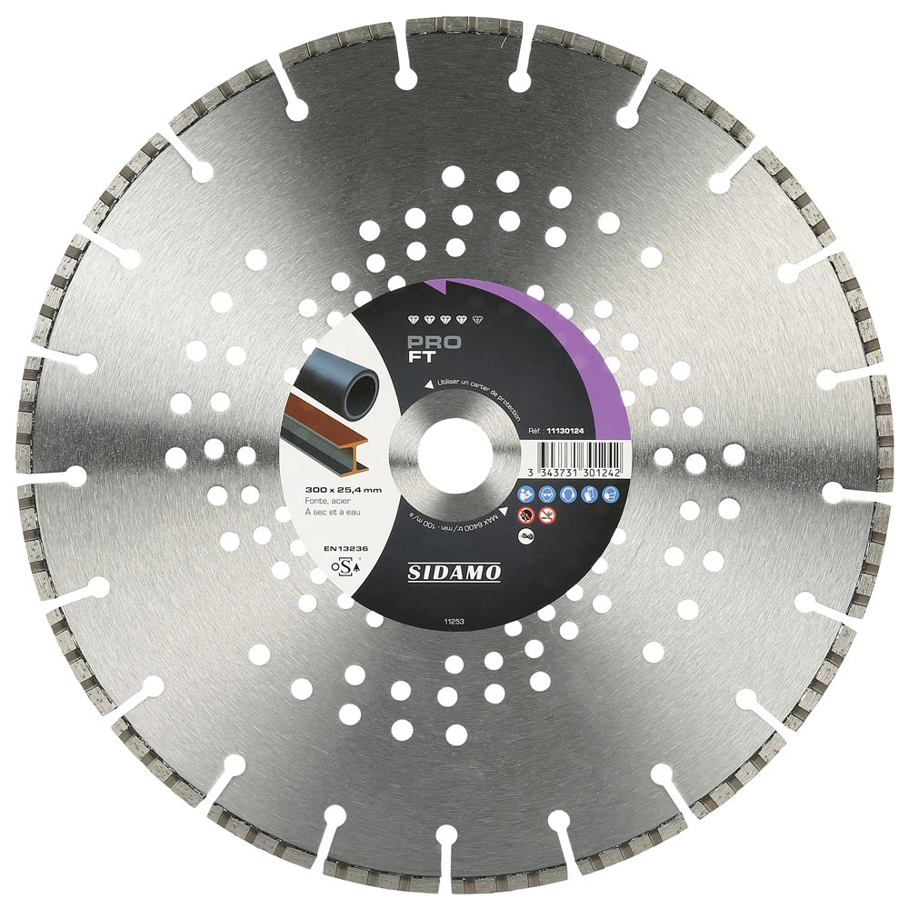 Disque diamant PRO FT pour tronçonnage à sec et à eau de fonte, acier SIDAMO - 11130167