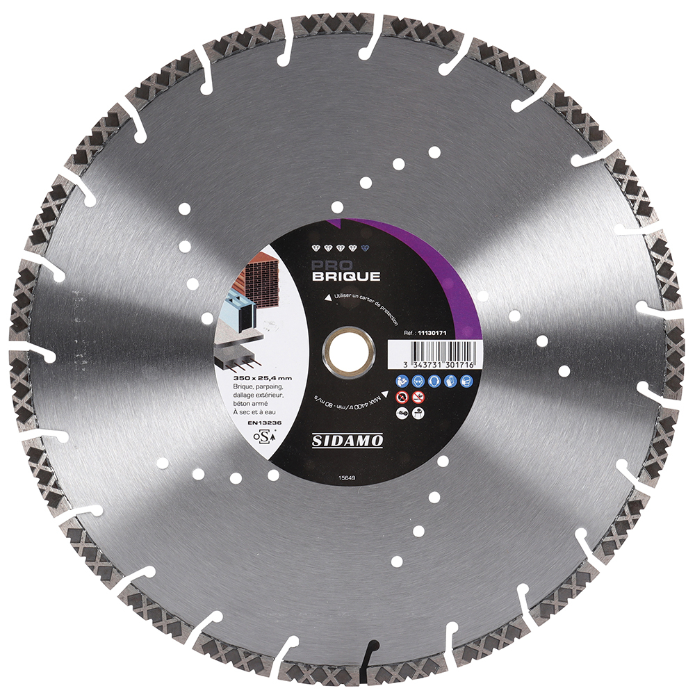 Disque diamant Pro Brique pour tronçonnage sec et à eau de brique SIDAMO - 11130171