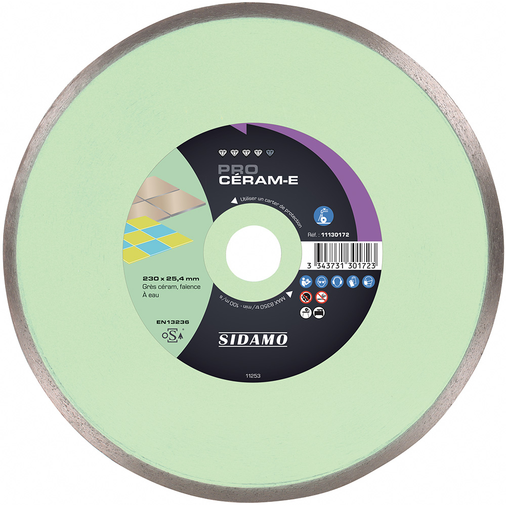 Disque diamant PRO CÉRAM-E pour tronçonnage à eau de Grès céram et faïence SIDAMO - 11130172