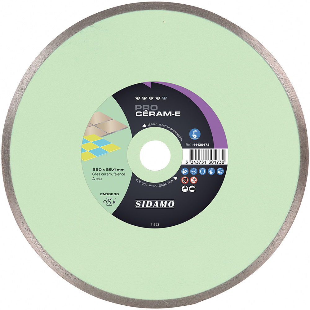 DISQUE DIAMANT PRO CERAM-E D. 250 x 25,4 x h 7 SIDAMO - 11130173