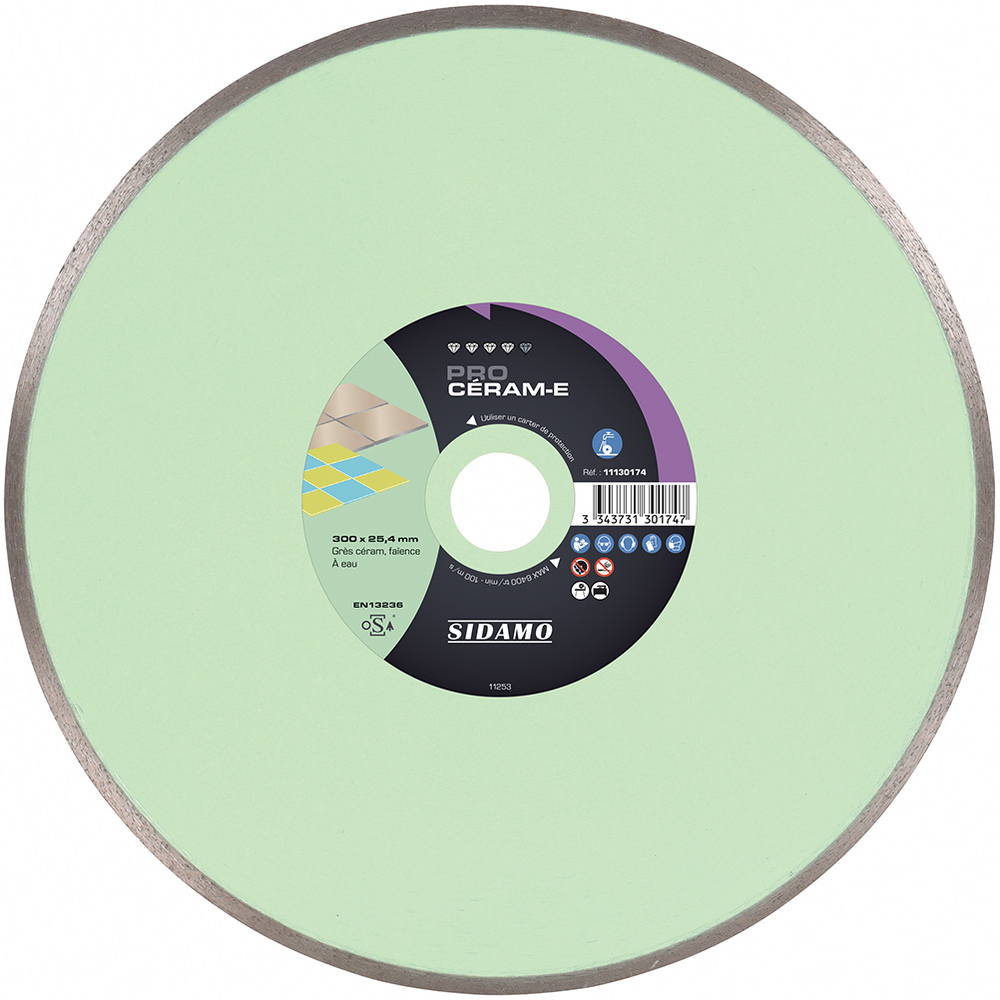 Disque diamant PRO CÉRAM-E pour tronçonnage à eau de grès céram et faïence SIDAMO - 11130174