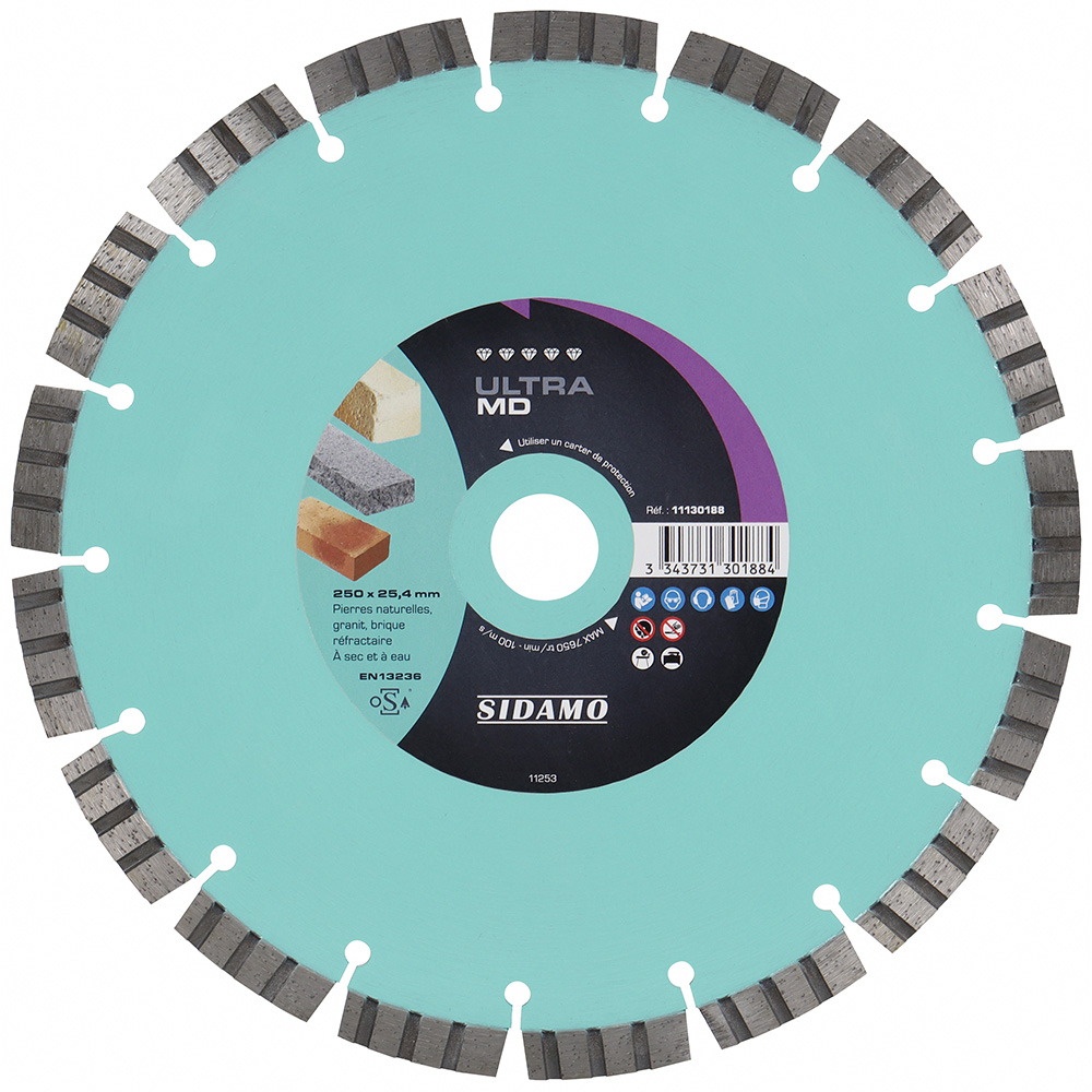 Disque diamant Ultra MD pour tronçonnage à sec et à eau de pierres naturelles, granit, brique réfractaire SIDAMO - 11130188
