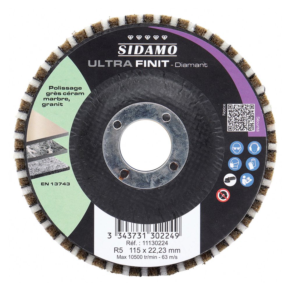 Roue diamantée à profil quart de rond Ultra Finit R5 mm - D115 x 22,23 SIDAMO - 11130224
