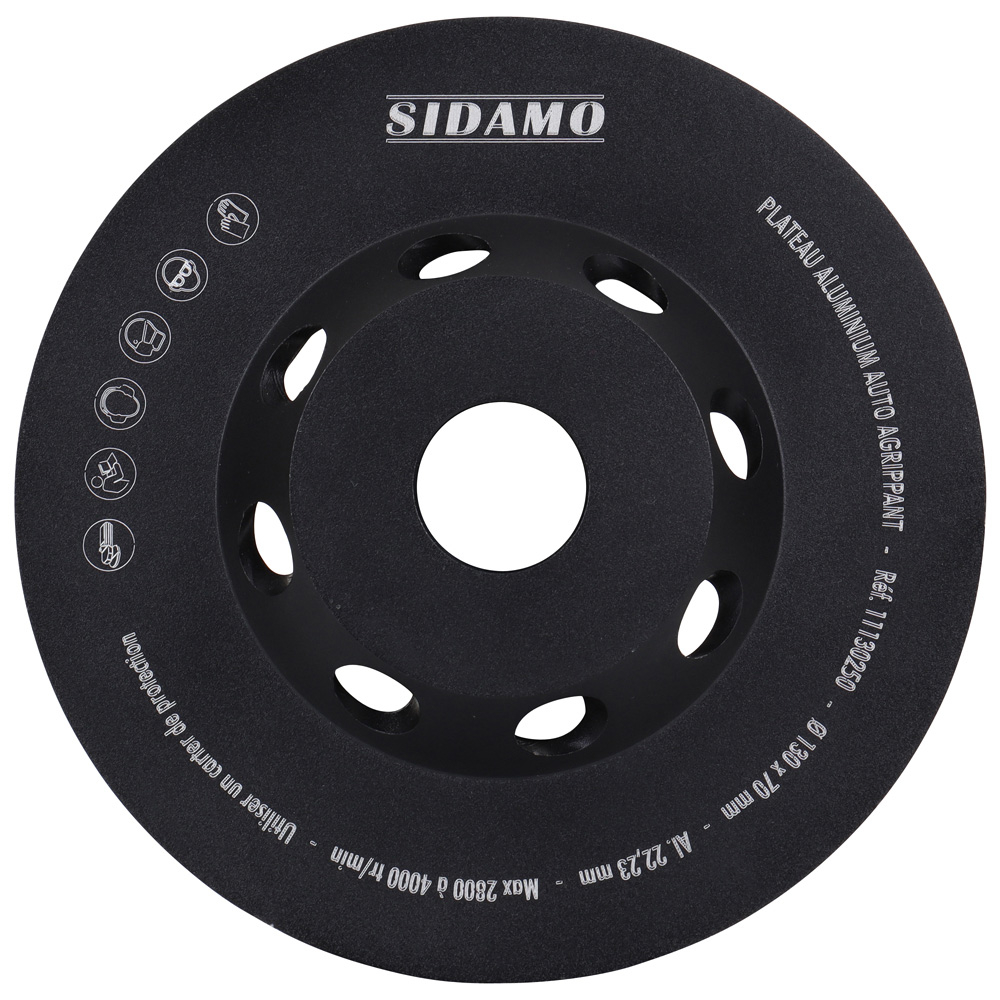 Plateaux support PLAT D.130x70 pour fixation des pads de polissage auto-agrippante SIDAMO - 11130250