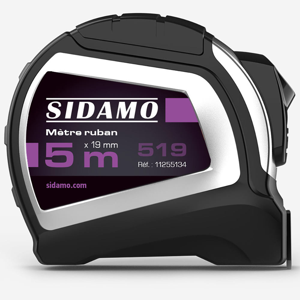 Mètre ruban 5 m x 19 mm - Mesure de distances et dimensions sur chantier ou atelier SIDAMO - 11255134