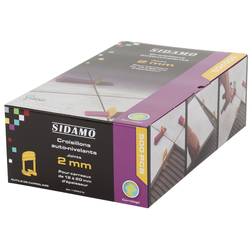 CROISILLON AUTO-NIVELANT JOINT 2 MM HAUT 12 A 20 MM SIDAMO 500 PIECES - 11255319