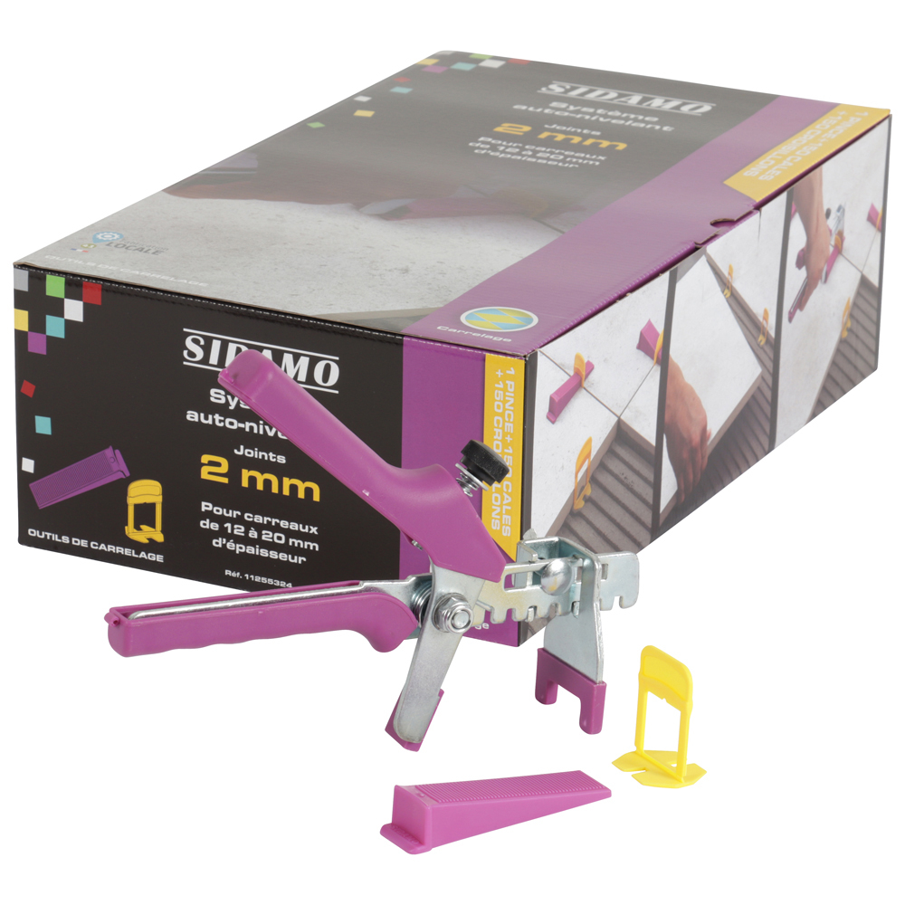 Kit pour croisillons auto-nivelants avec joint de 2 mm H 20 pour carrelage de niveau et joints réguliers. SIDAMO - 11255324