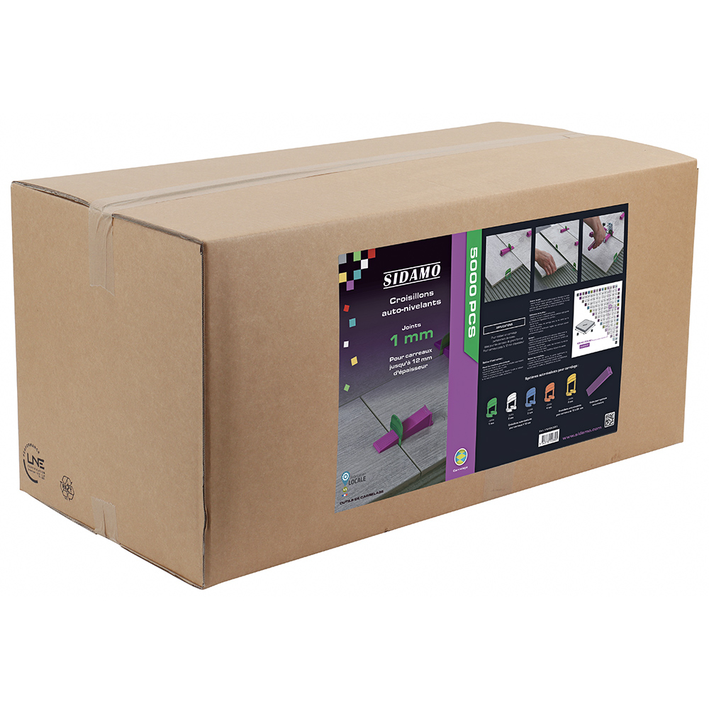 Croisillons auto-nivelants avec joint de 1 mm pour carrelage de niveau et joints réguliers. SIDAMO - 11255330