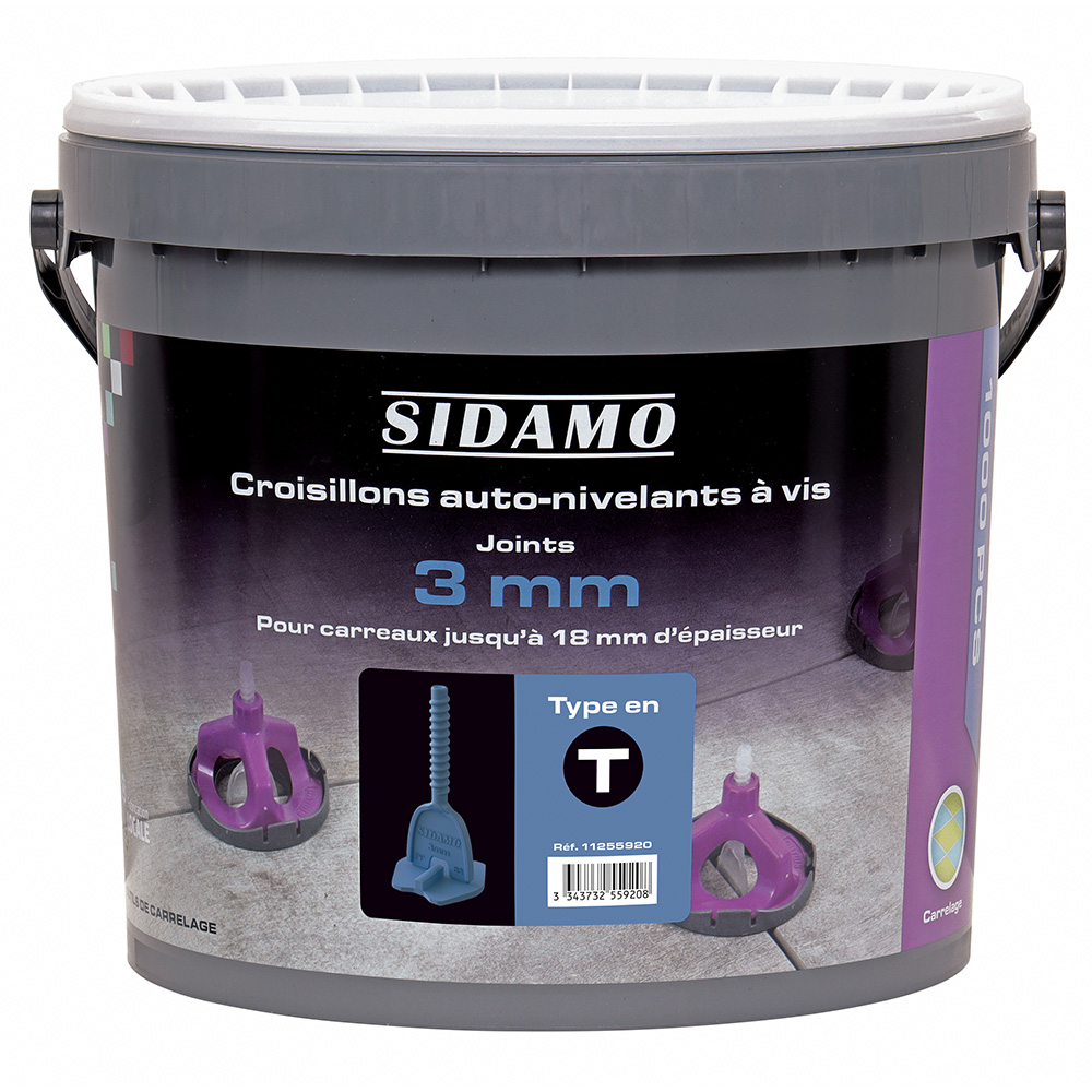 Croisillons auto-nivelants pour joints réguliers et carrelage de niveau - en T à vis 3mm SIDAMO - 11255920