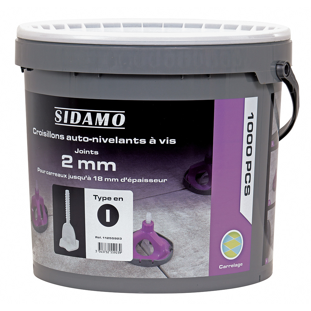 Croisillons auto-nivelants pour joints réguliers de carrelage en I à vis 2mm SIDAMO - 11255923