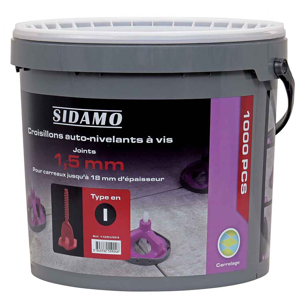 Croisillons auto-nivelants pour joints réguliers et carrelage de niveau 1,5mm SIDAMO - 11255924