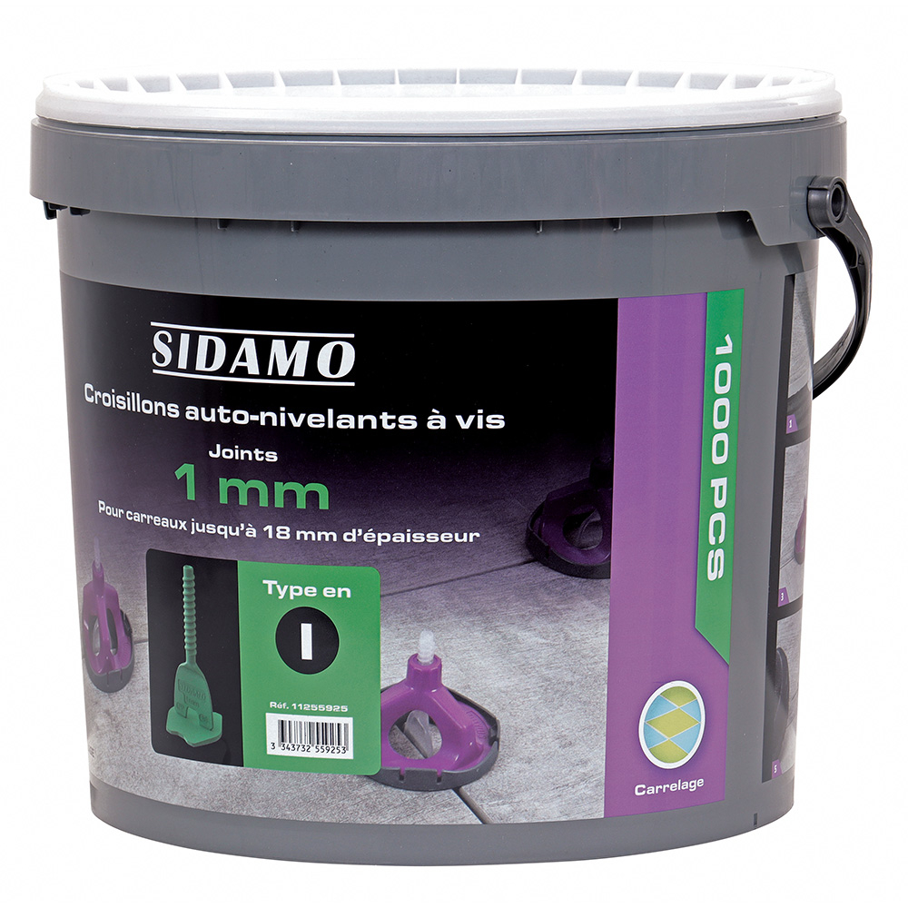Croisillons auto-nivelants I à vis 1mm pour carrelage niveau et joints réguliers SIDAMO - 11255925