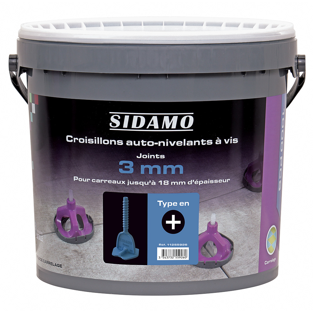 Croisillons auto-nivelants pour joints réguliers et carrelage de niveau 3mm SIDAMO - 11255926