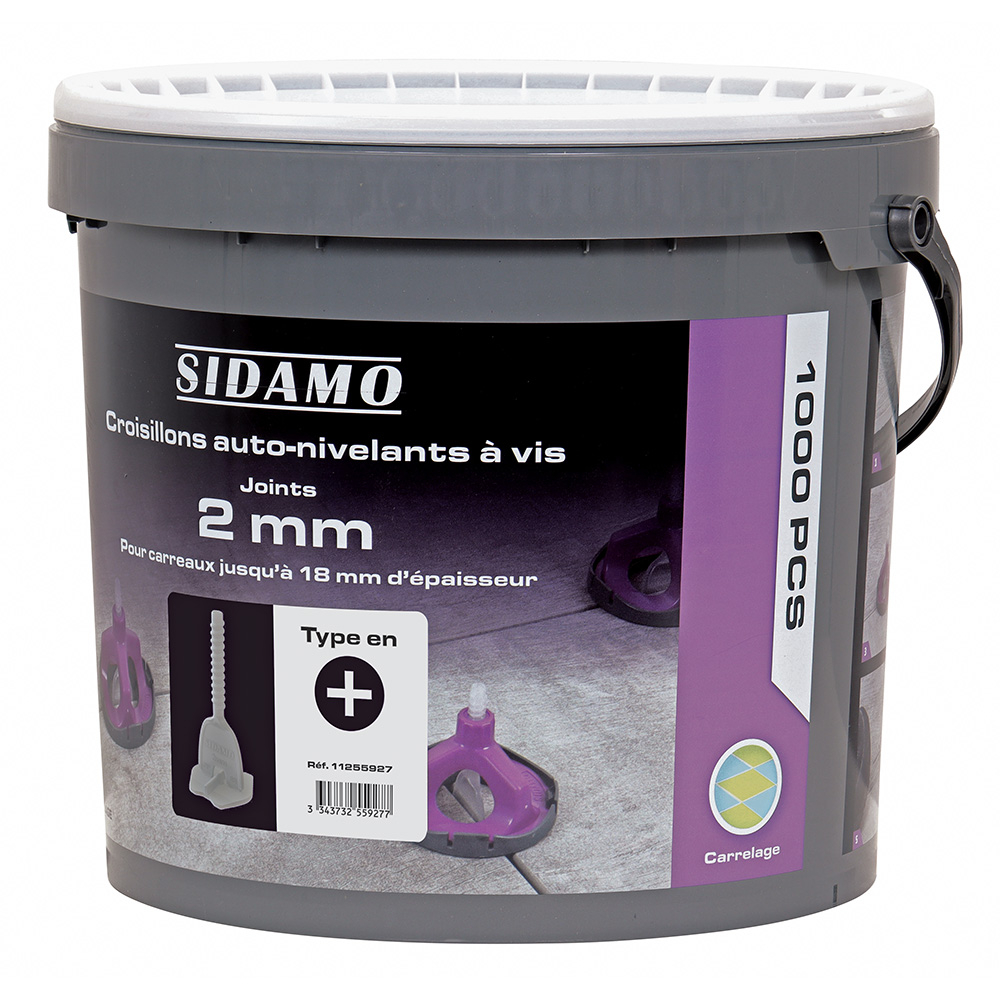 Croisillons auto-nivelants pour carrelage de niveau et joints réguliers 2mm SIDAMO - 11255927