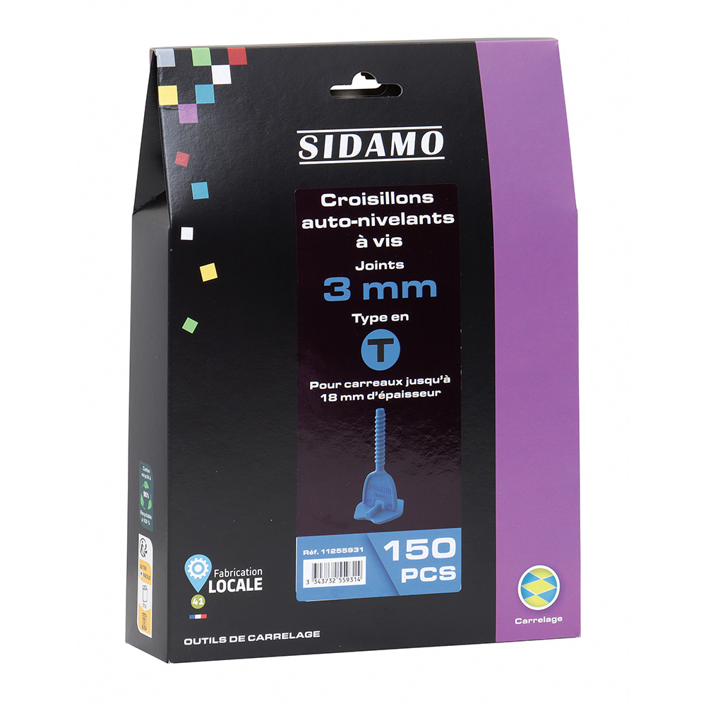 Croisillons auto-nivelants joints réguliers 3mm pour carrelage de niveau SIDAMO - 11255931