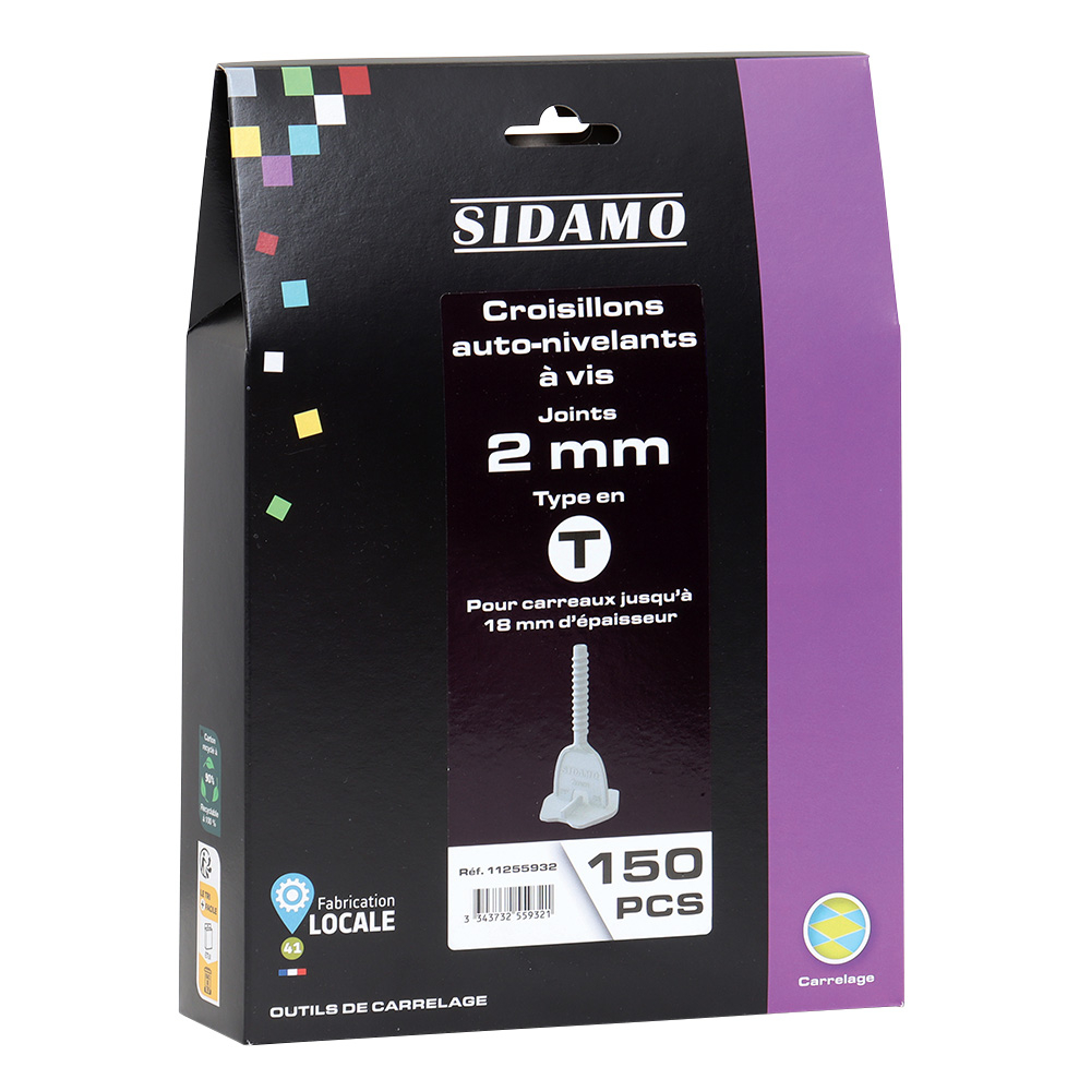 Croisillons auto-nivelants pour carrelage 2mm avec joints réguliers et de niveau SIDAMO - 11255932