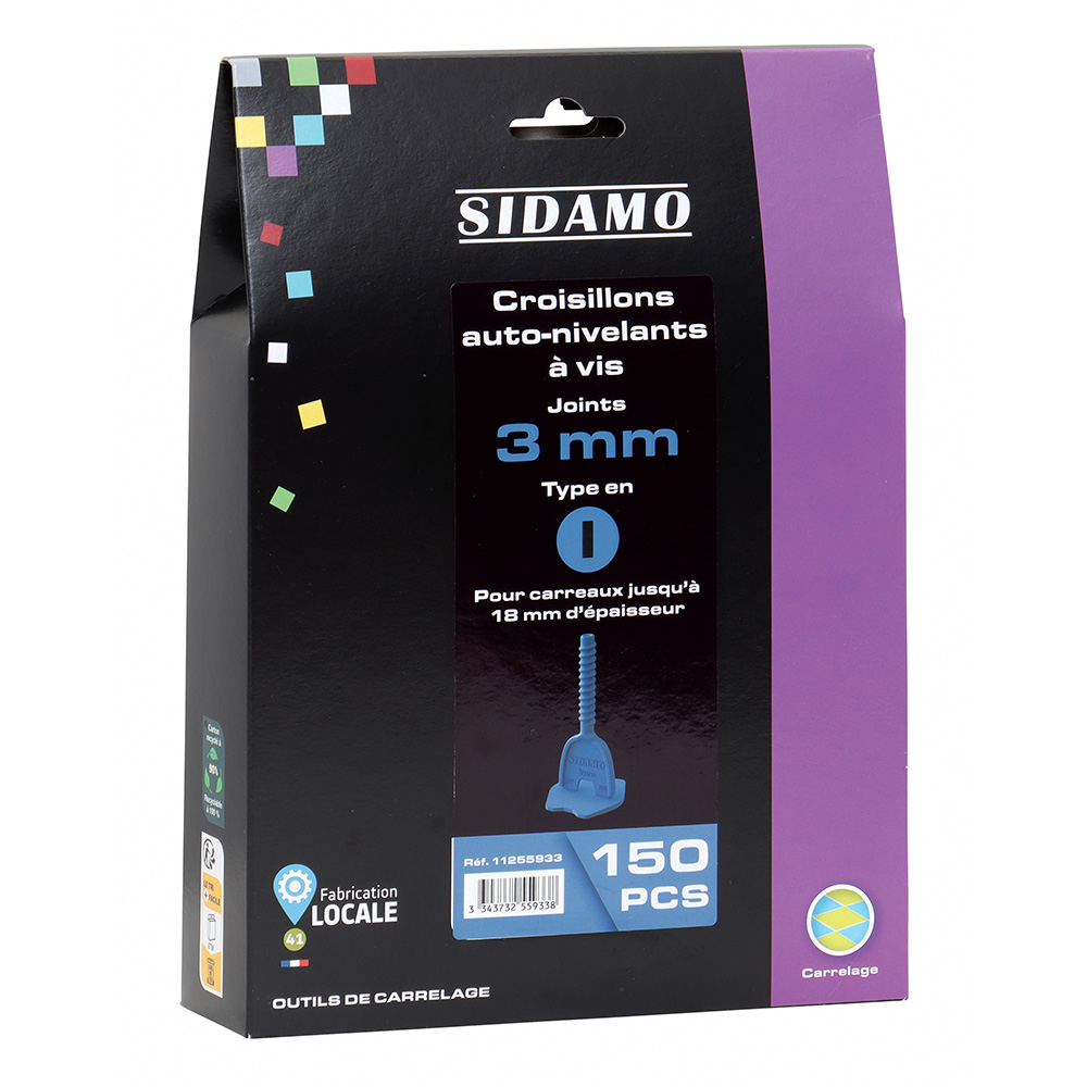 Croisillons auto-nivelants en I à vis 3mm pour un carrelage de niveau avec joints réguliers SIDAMO - 11255933