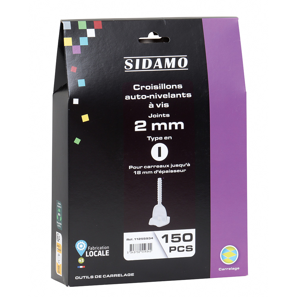 Croisillons auto-nivelants pour joints réguliers et carrelage de niveau - Croix 2mm SIDAMO - 11255934