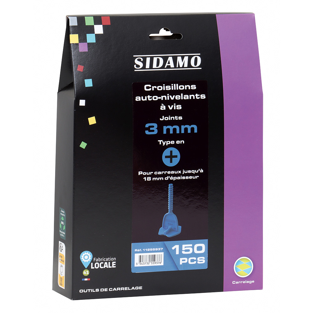 Croisillons auto-nivelants 3mm pour joints réguliers et carrelage de niveau SIDAMO - 11255937