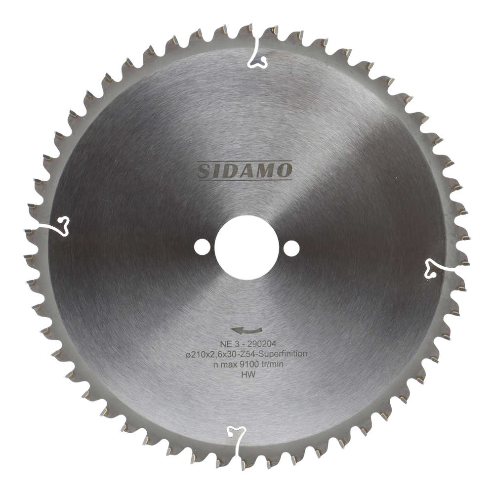 Lame de scie circulaire carbure NE 3 pour profilés aluminium et métaux non ferreux jusqu'à 3 mm SIDAMO - 290204