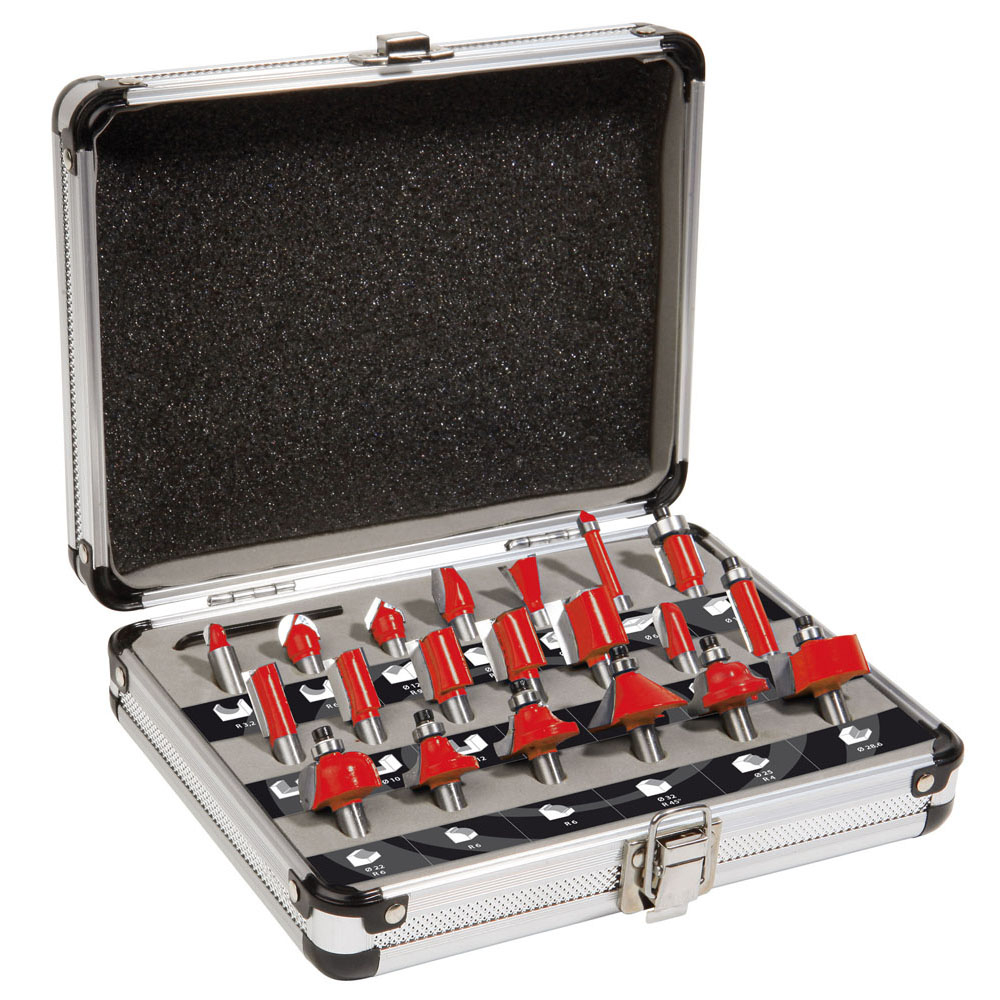 Coffret aluminium assorti fraises carbure pour fraisage de rainures et mise en forme de bois massif SIDAMO - 600020