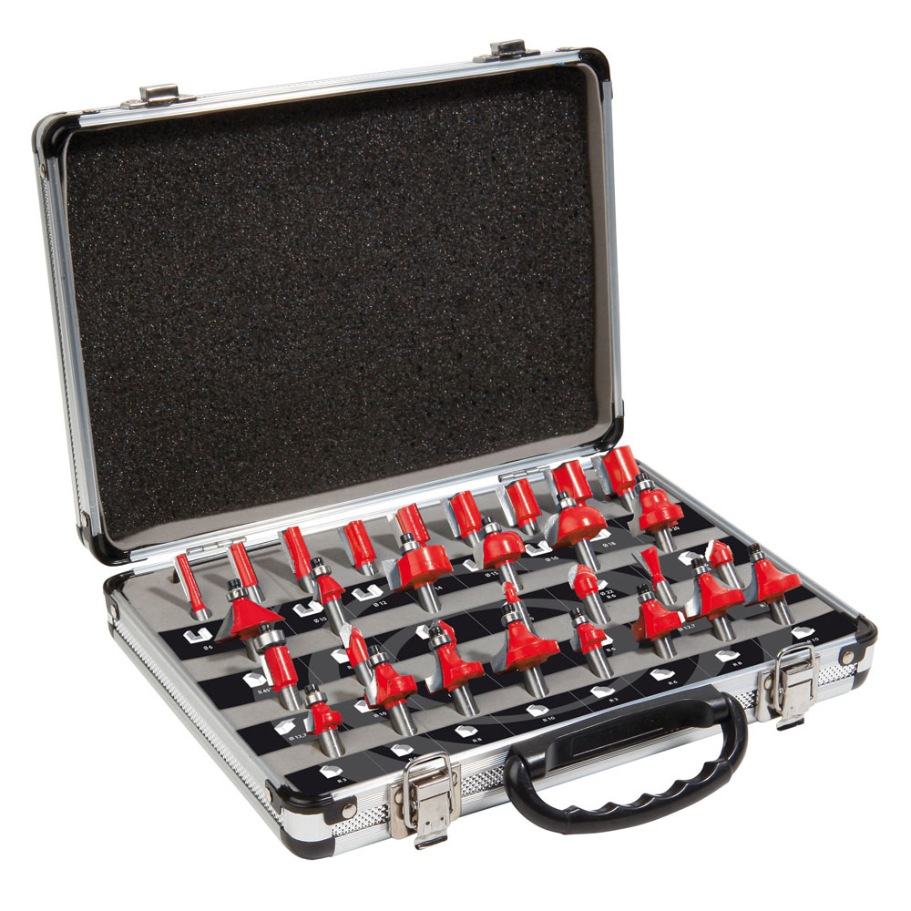 Coffret aluminium assorti de fraises CARBURE pour fraisage de rainures et mise en forme de bois massif SIDAMO - 600021